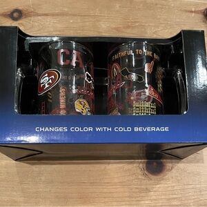 NIB SF49ers NFL Stein Glass
Mugs (2) Women Fans flowers rainbows